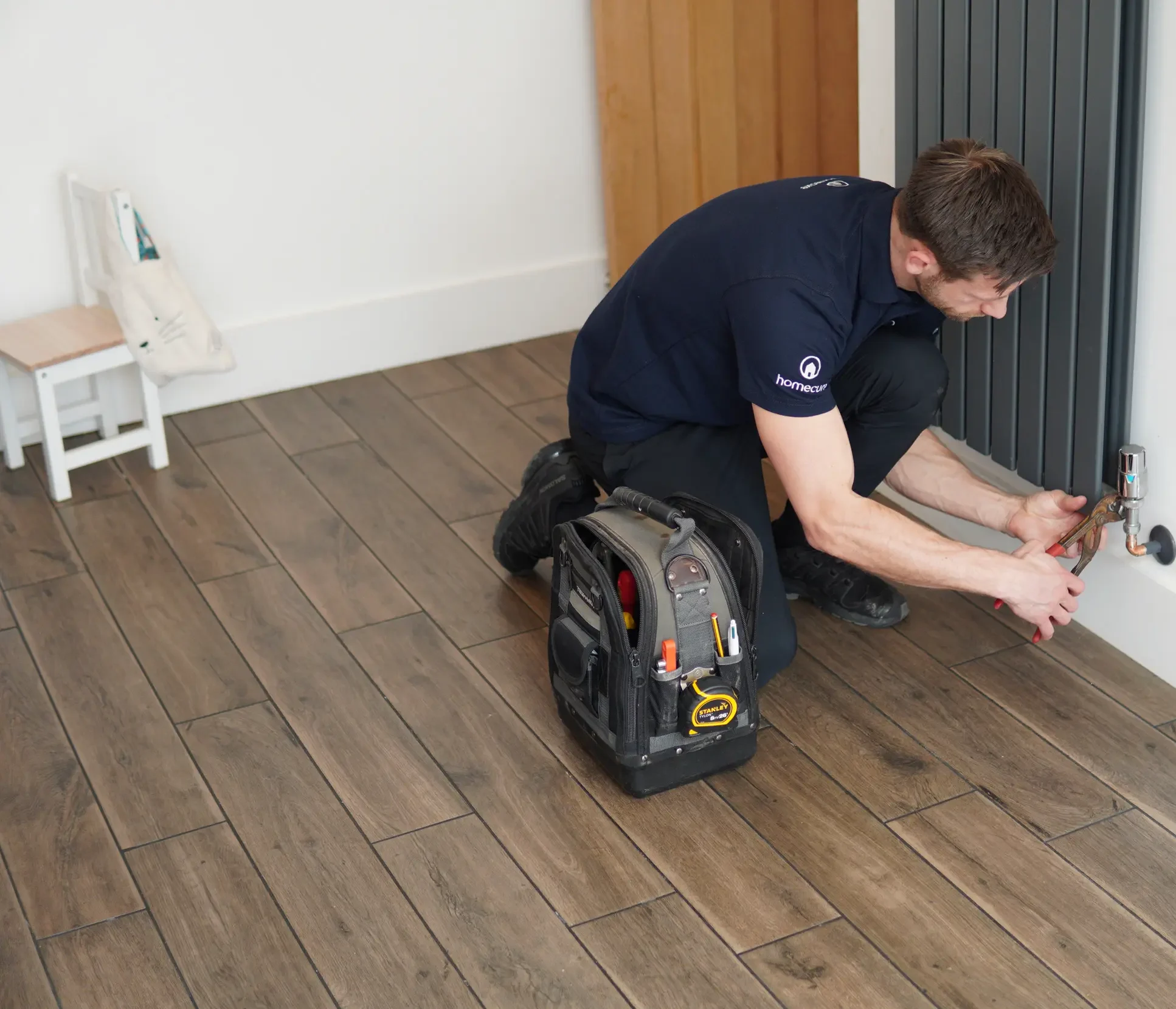 Repair and installing a radiator in a customers home