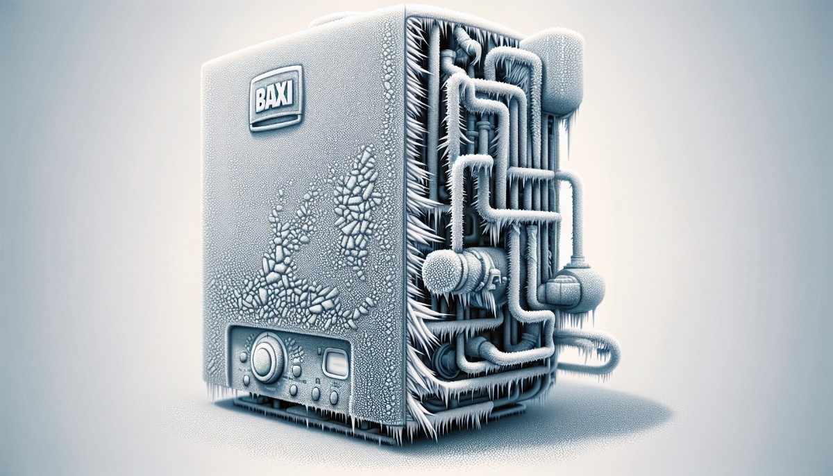 Illustration of a frozen condensate pipe in a Baxi boiler