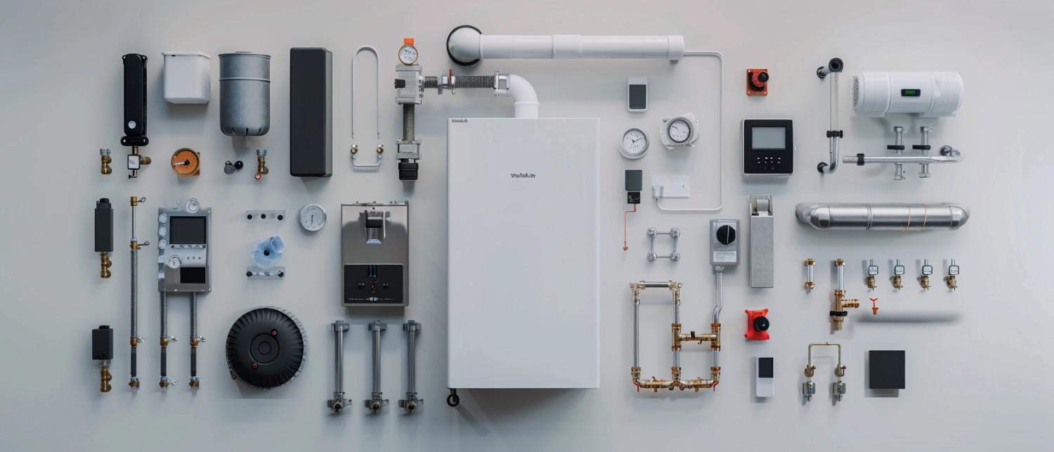 Illustration of a Worcester boiler with various components