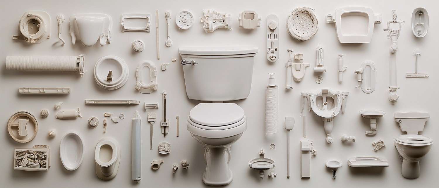 image of a toilet with components