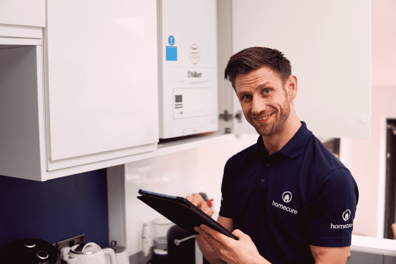 Engineer working on boiler